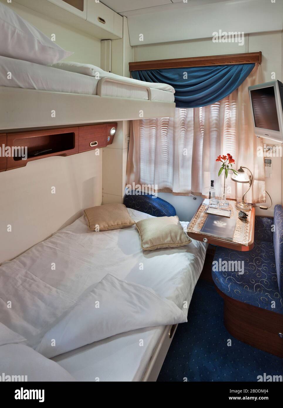 compartment in a luxury TransSiberian Express; Train compartment; Long