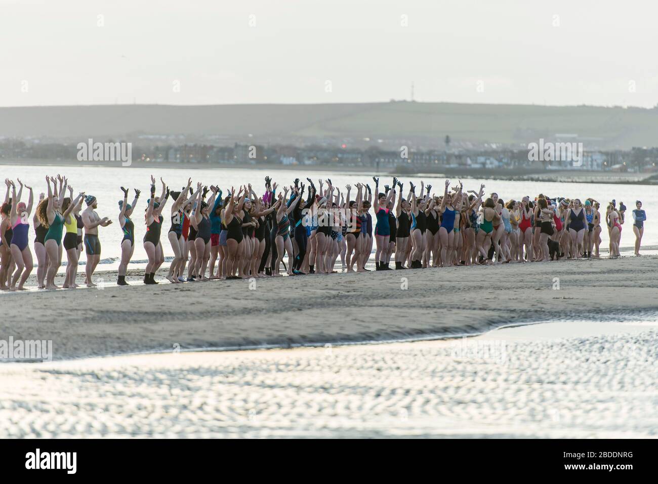 Up To 500 Women Take Part In A Sunrise Swim At Portobello Beach In up-to-500-women-take-part-in-a-sunrise-swim-at-portobello-beach-in