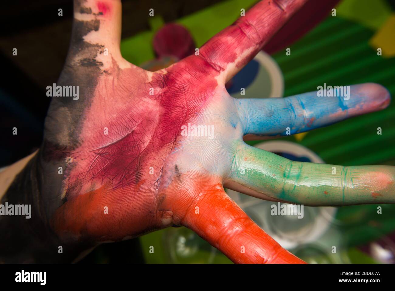 close-up photo of a colored child hand Stock Photo - Alamy