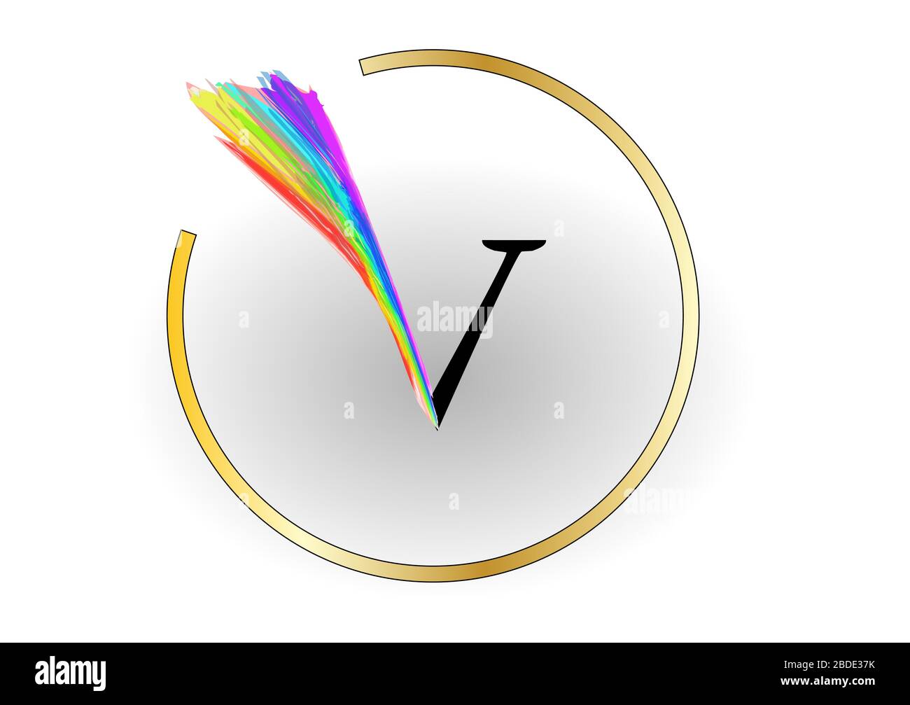 V rainbow letter design. Elegant circle vector design. Stock Vector