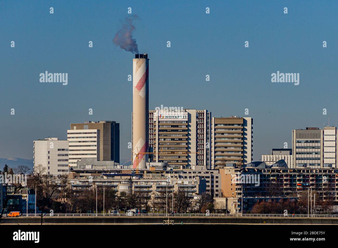 The Novartis pharmaceutical company headquarters and campus in Basel, Switzerland. February 2020. Stock Photo
