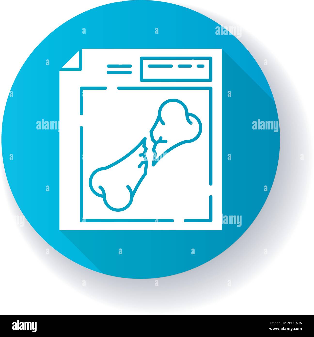 Bone fracture Xray scan blue flat design long shadow glyph icon