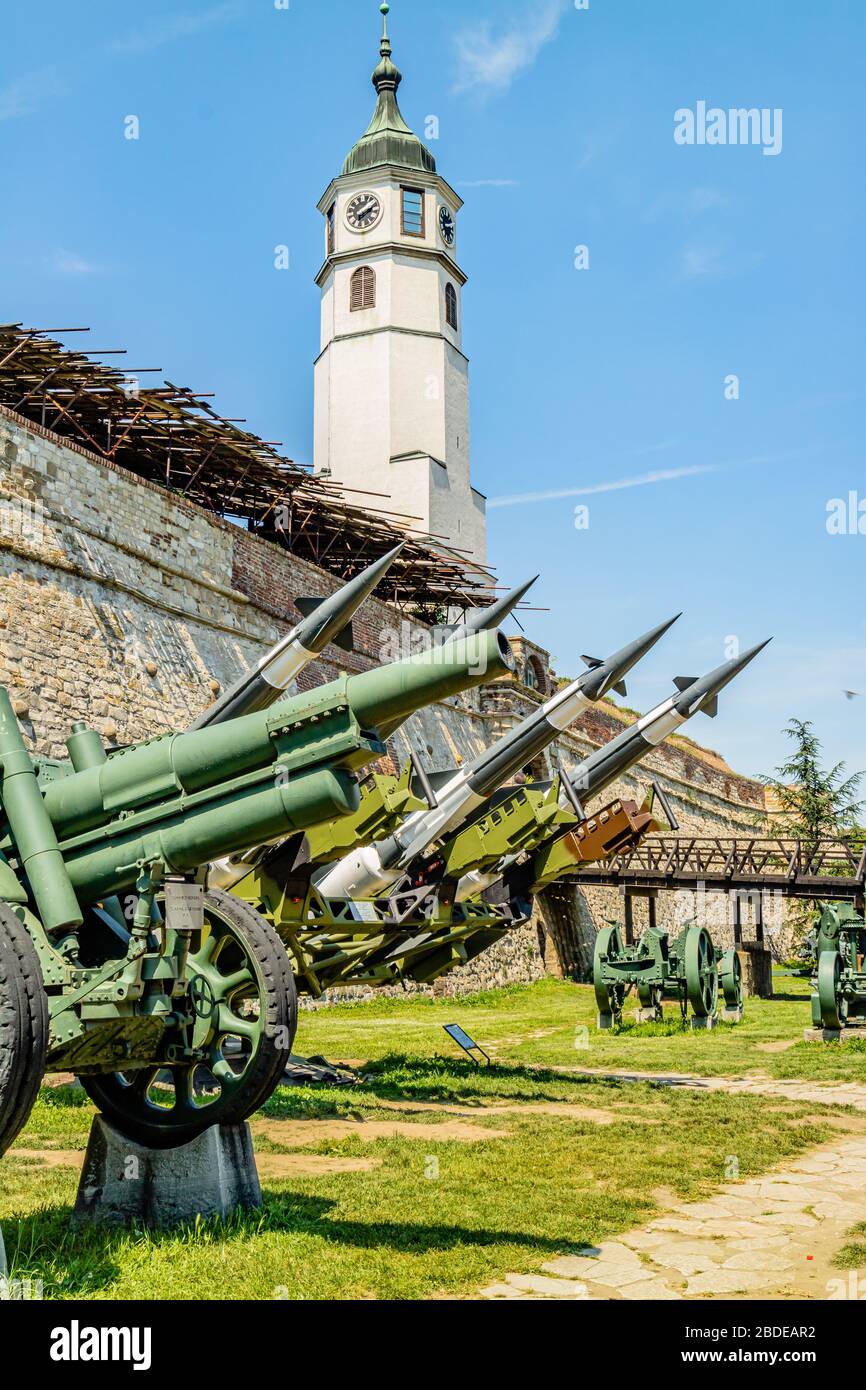 Weapons displayed at the Military Museum in Kalamegdan Fortress, Belgrade, Serbia. May 2017. Stock Photo