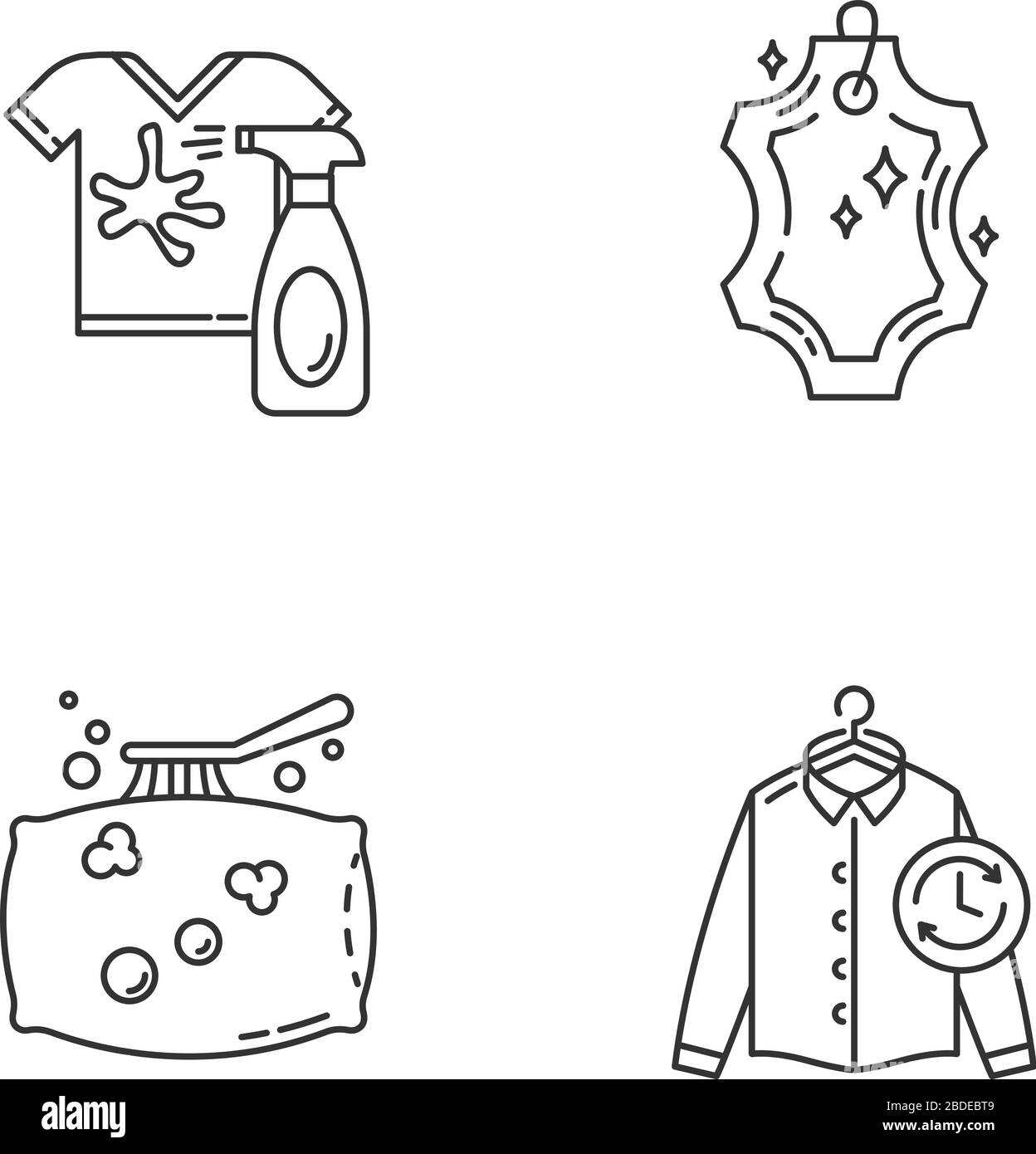 Laundry Washing Types Pixel Perfect Linear Icons Set Dry Cleaning And