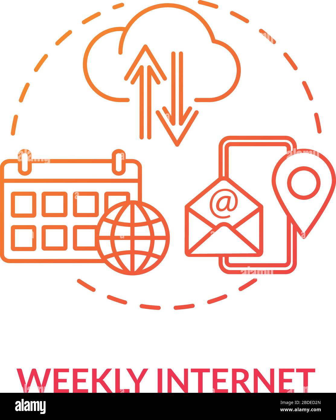 Weekly red concept icon. Smartphone service. Wireless