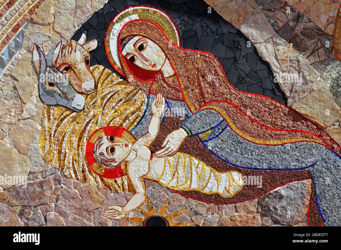 Detail of mosaics showing Biblical scenes at the Ta' Pinu National Shrine on the island of Gozo, Malta. The mosaics were completed in 2017. Stock Photo