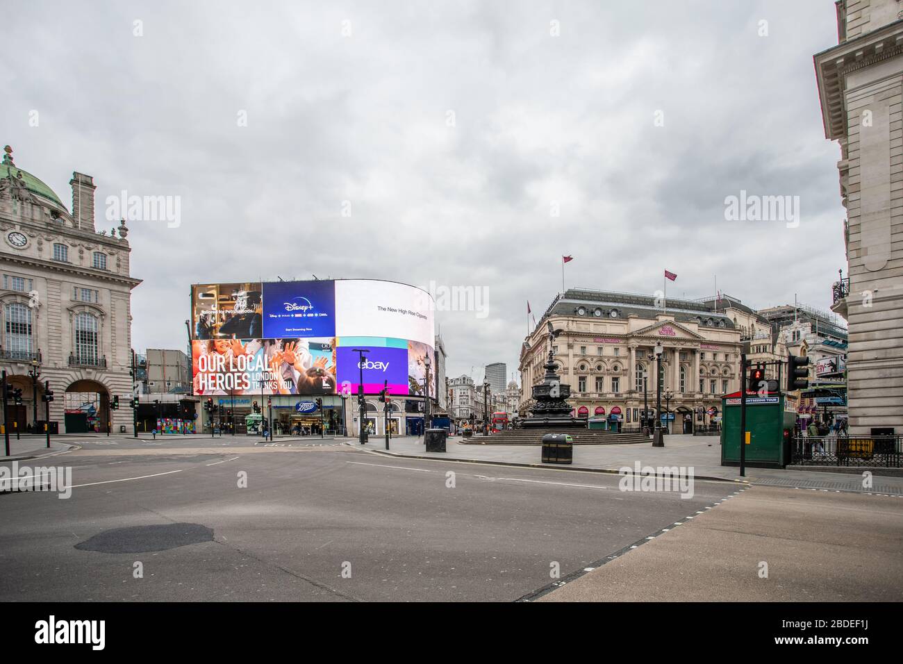 Empty Streets During Lockdown In Piccadilly Circus Central London Uk At The Height Of The Corona Virus Pandemic Stock Photo Alamy