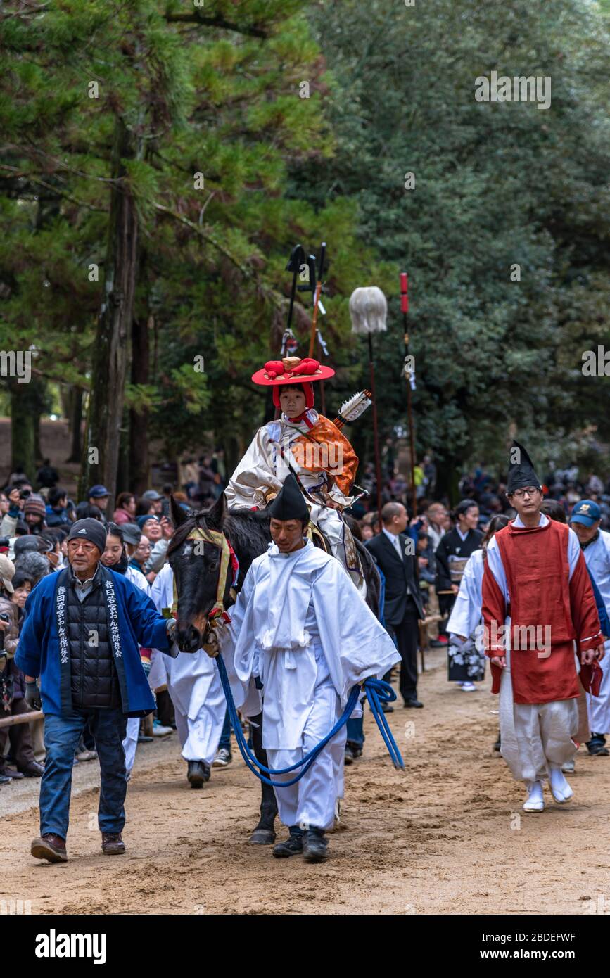 Kid archer in the Yabusame (Horseback Archery) Festival in Kasuga Grand Shrine, Nara Park Area