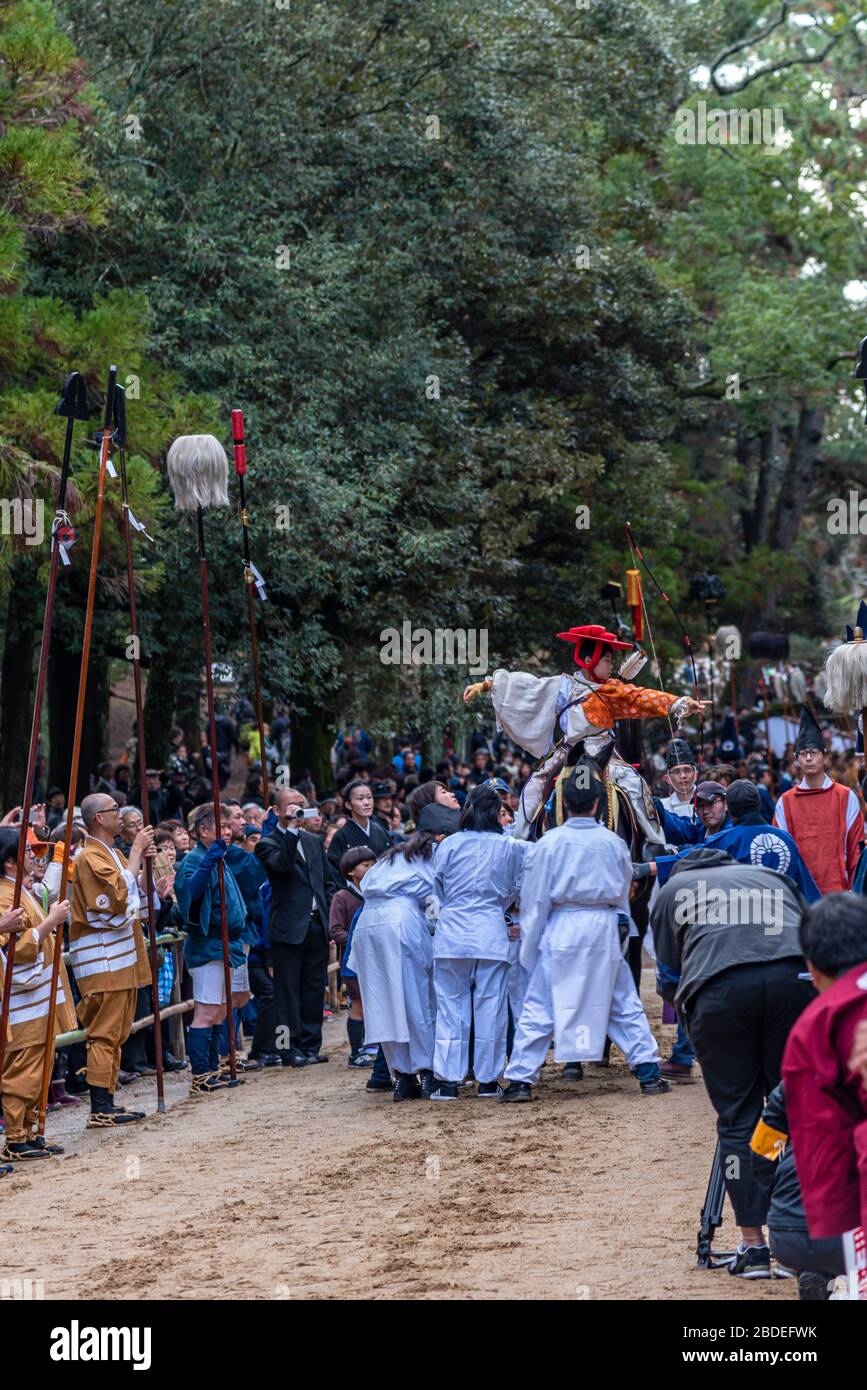 Kid archer in the Yabusame (Horseback Archery) Festival in Kasuga Grand Shrine, Nara Park Area