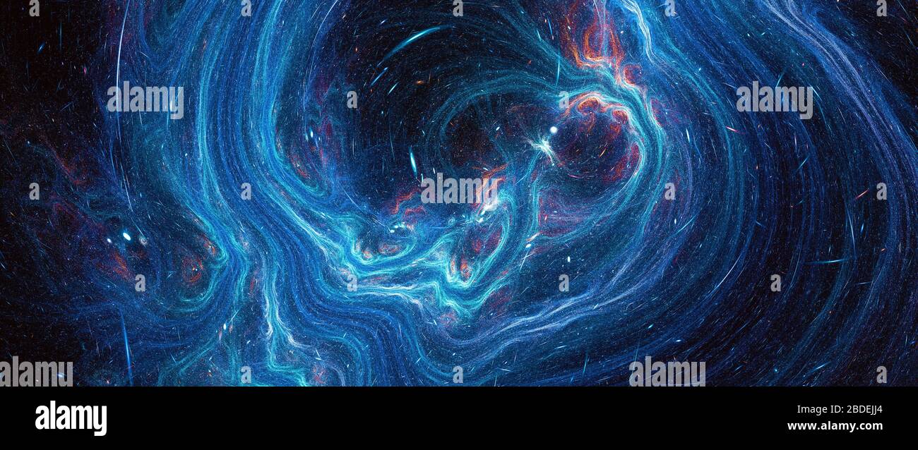 Blue glowing deep space stream, computer generated abstract background, 3D rendering Stock Photo