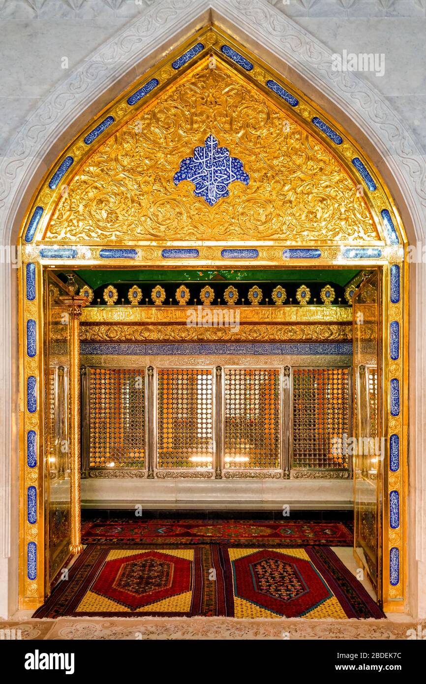 Entrance of the Tomb of Ukeyma Khanum inside Bibi-Heybat Mosque, Baku, Azerbaijan Stock Photo