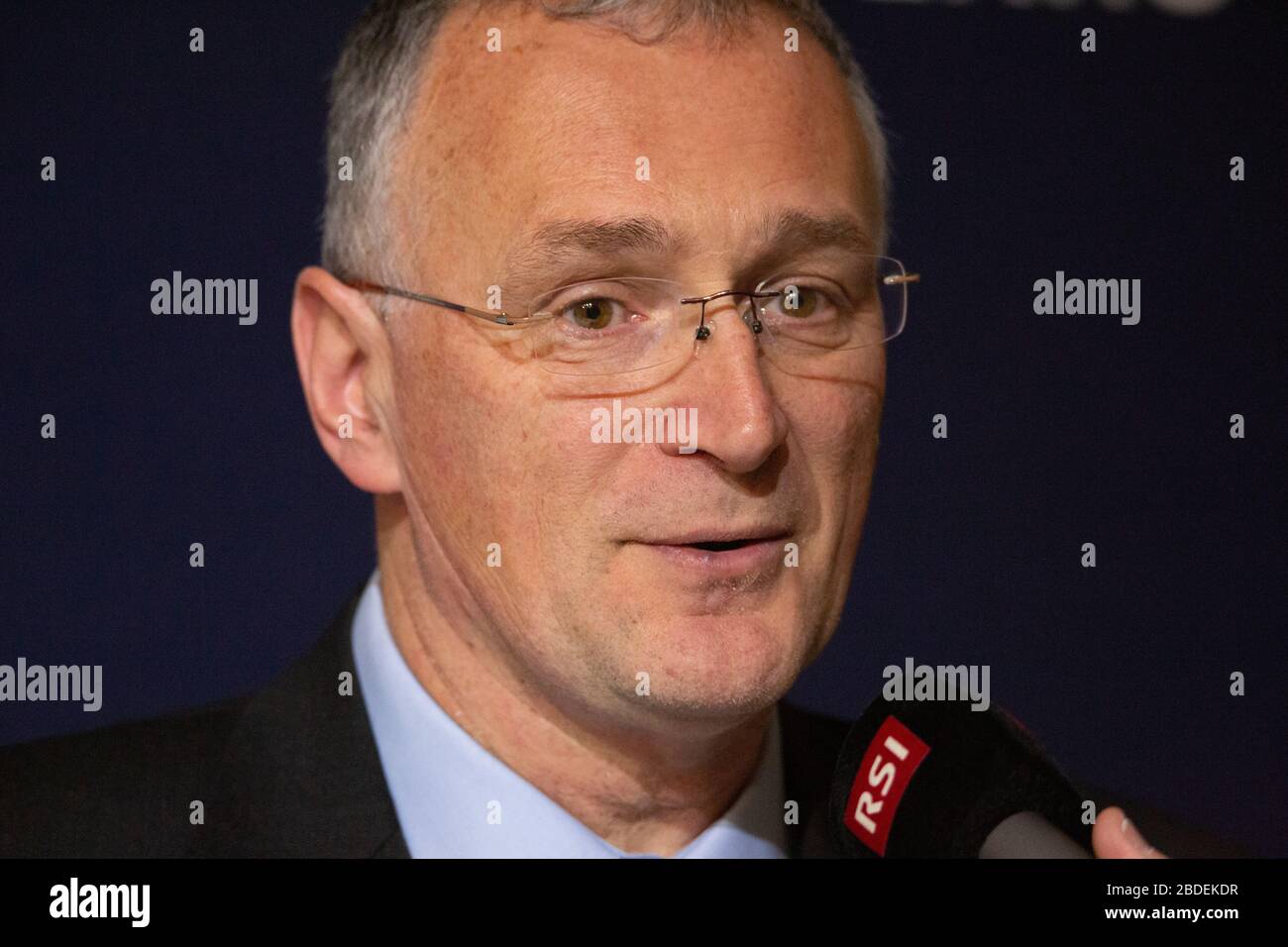 Italian-american expert in nano-medicine Mauro Ferrari photographed during the World Economic Forum in Davos. Mauro Ferrari resigned unexpectedly as President of the European Research Council on Wednesday April 8th 2020, citing an uncoordinated response to the COVID-19 pandemy. Stock Photo