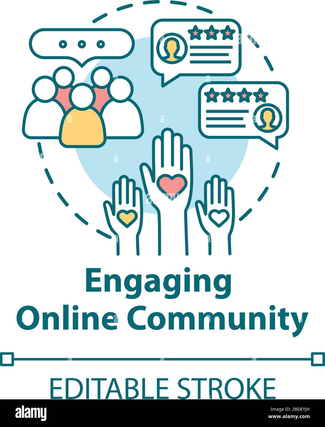 Engaging online community concept icon. Communication with audience ...