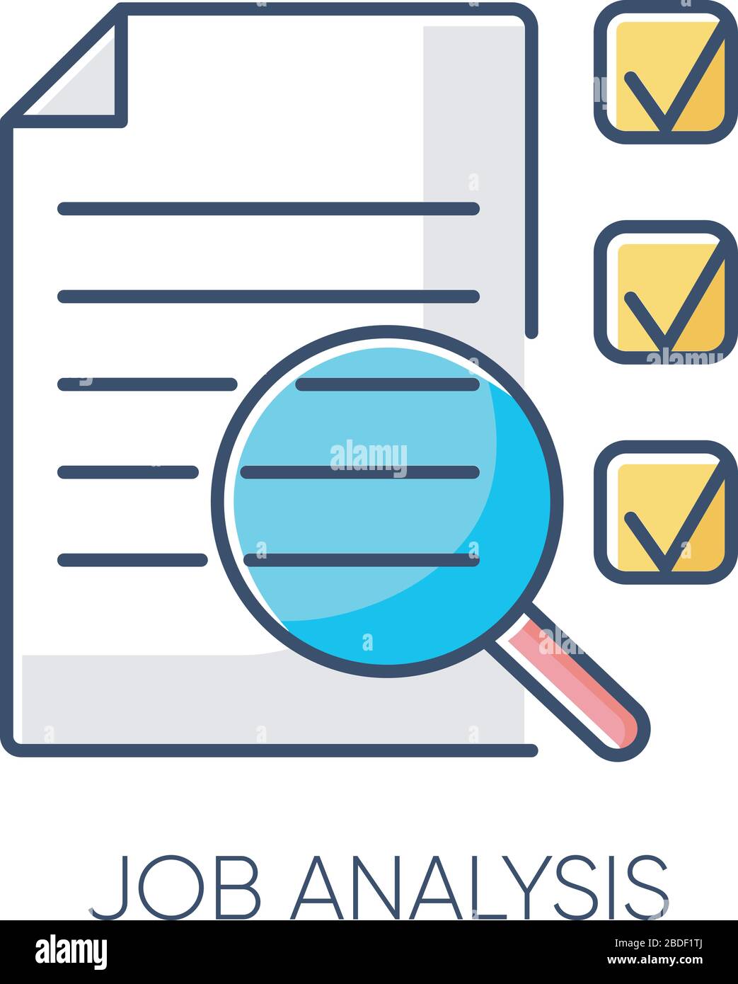 Job analysis RGB color icon. Business analytics, work assessment.  Professional evaluation, corporate productivity examination. Document and  magnifying Stock Vector Image & Art - Alamy