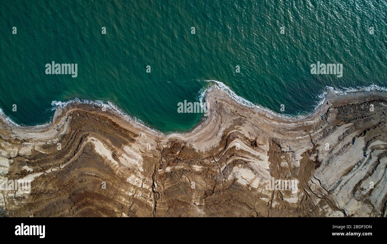 Aerial view  of The Dead Sea - Judean Desert, Israel Stock Photo