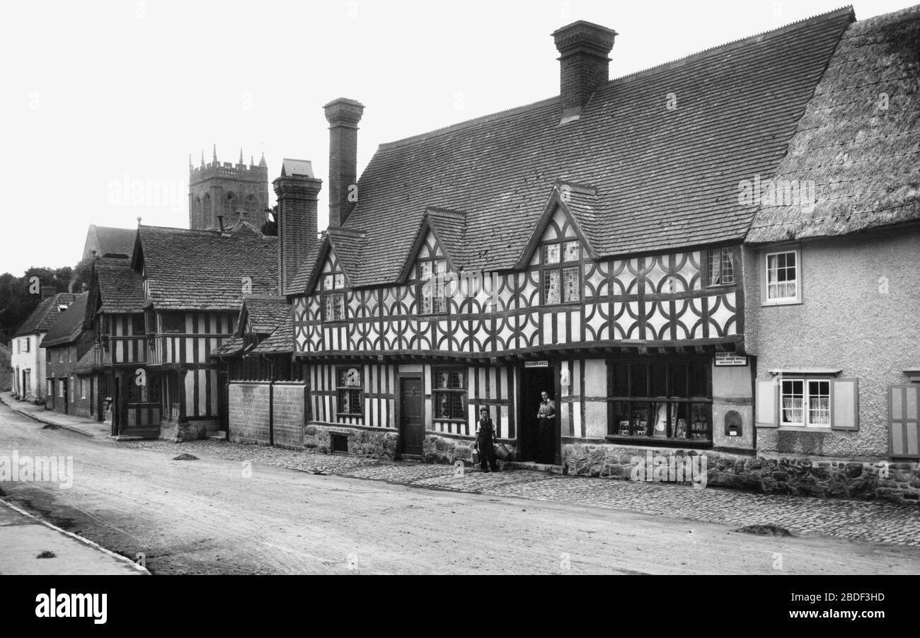 Potterne, Old Houses and Church 1898 Stock Photo Alamy