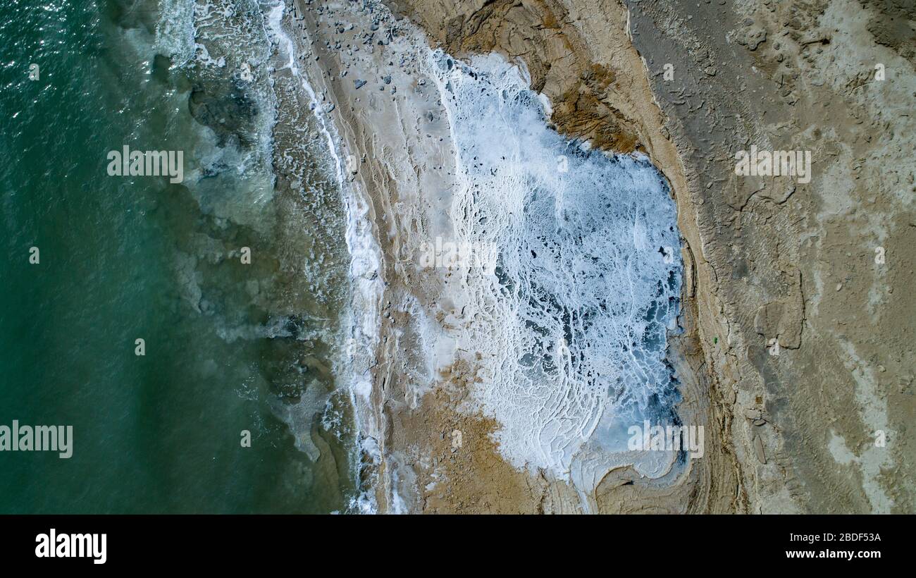 Aerial view  of The Dead Sea - Judean Desert, Israel Stock Photo