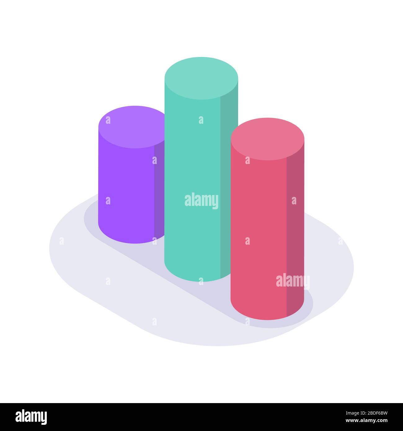 circle bar graph chart isometric icon with modern flat style color ...