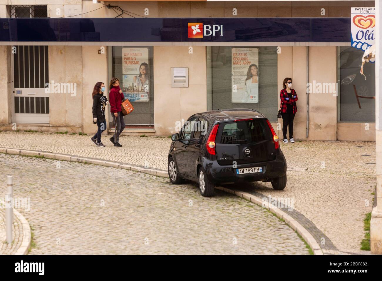 Olhão, Portugal, 8th April, 2020. Few people circulate on the streets of Olhão, as a result of the state of emergency decreed by the government. Stock Photo