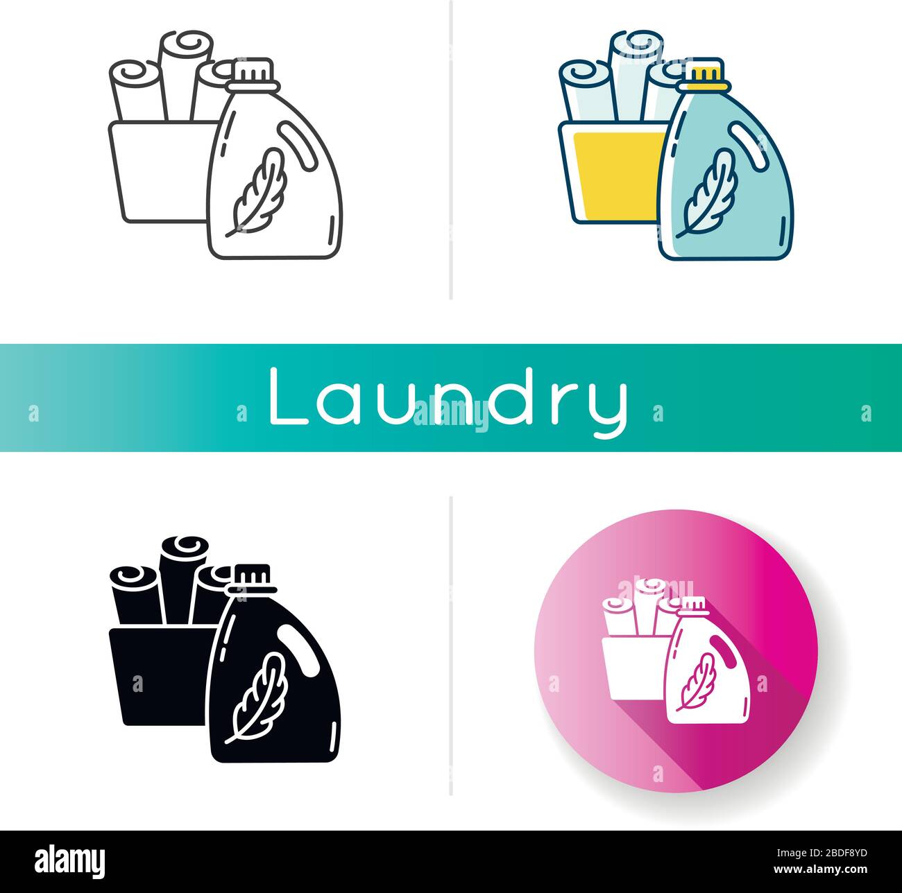 Fabric softener icon. Cleaning product packaging, laundry detergent