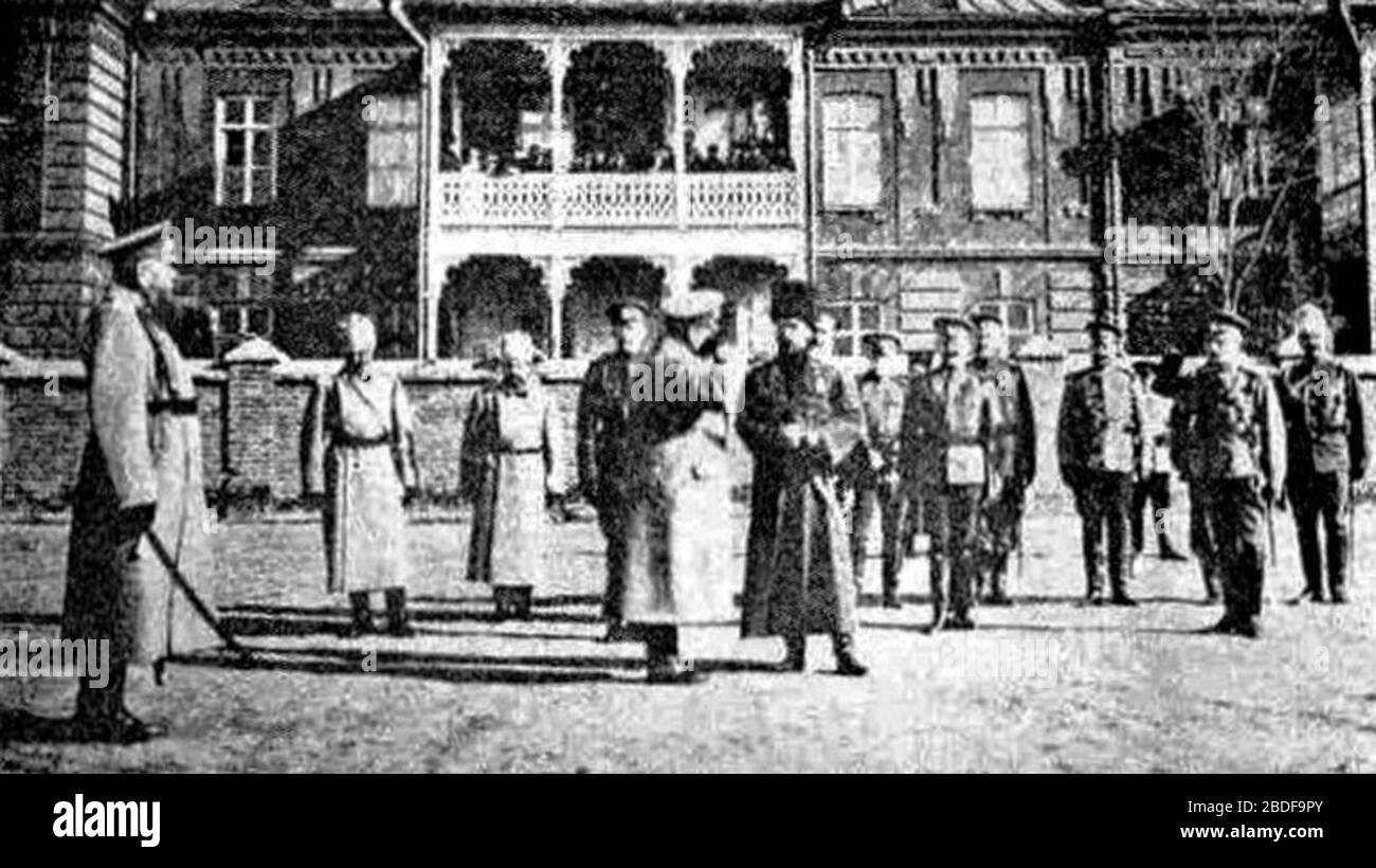 'English: Russian tsar Nicholas II receives report from General Major Zagyu, chief of Tiflis Military College; 29 November 1914; tvakku.ru; Unknown author; ' Stock Photo
