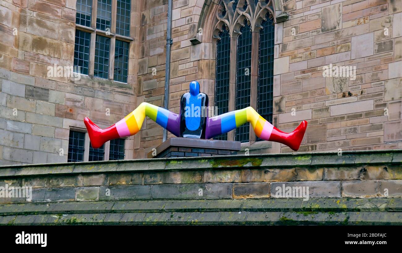 Modern Art Sculpture outside a Church in Liverpool’s City Center Stock