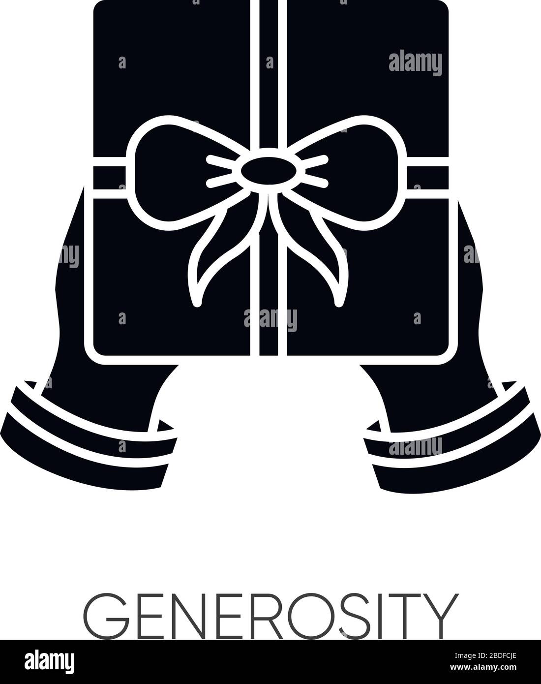 Generosity black glyph icon. Virtue, selfless giving. Birthday, holiday
