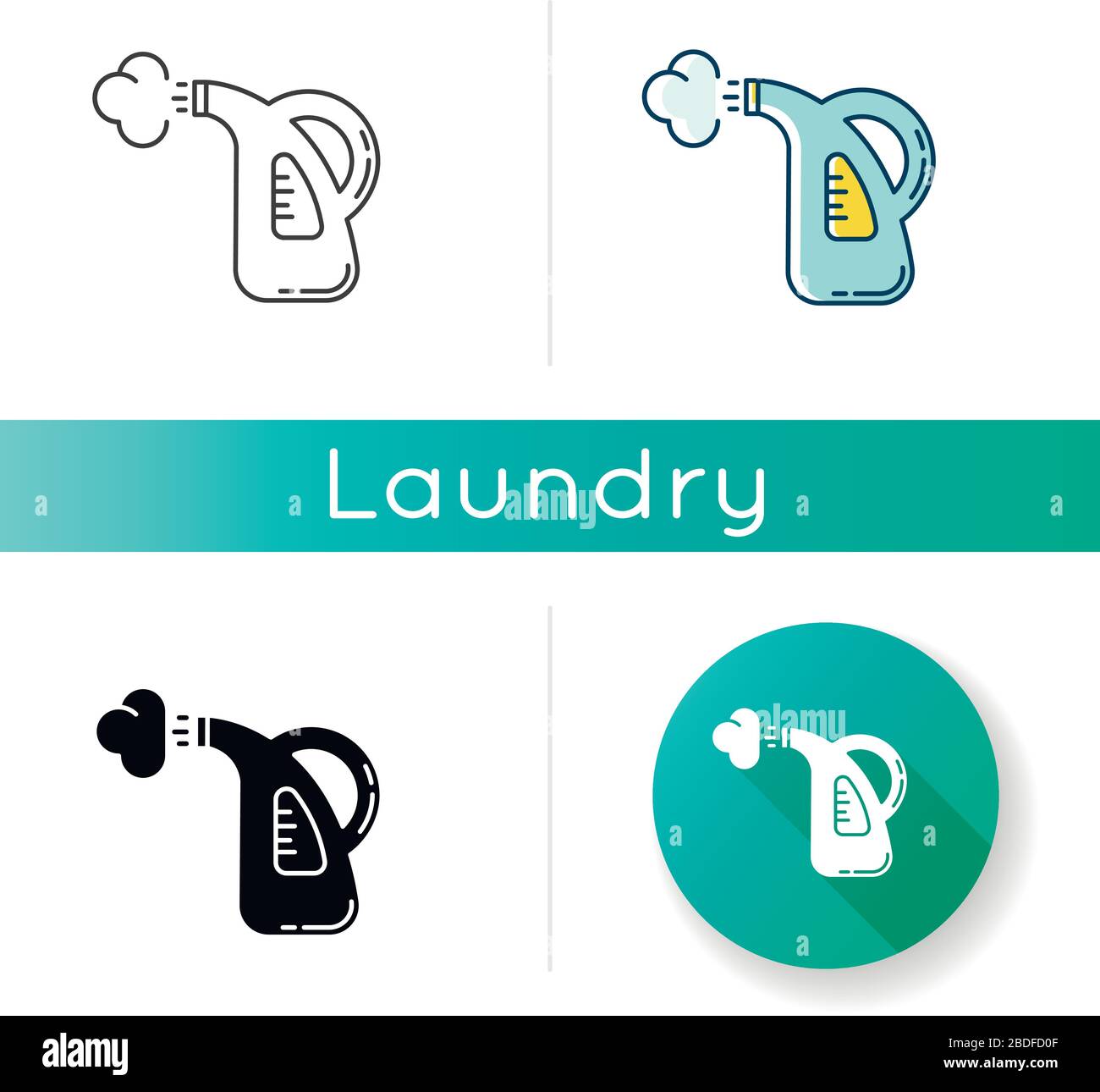 Steam cleaning icon. Laundry service, delicate clothes washing, household appliance. Steam iron, apparatus, manual washing machine. Linear black and Stock Vector