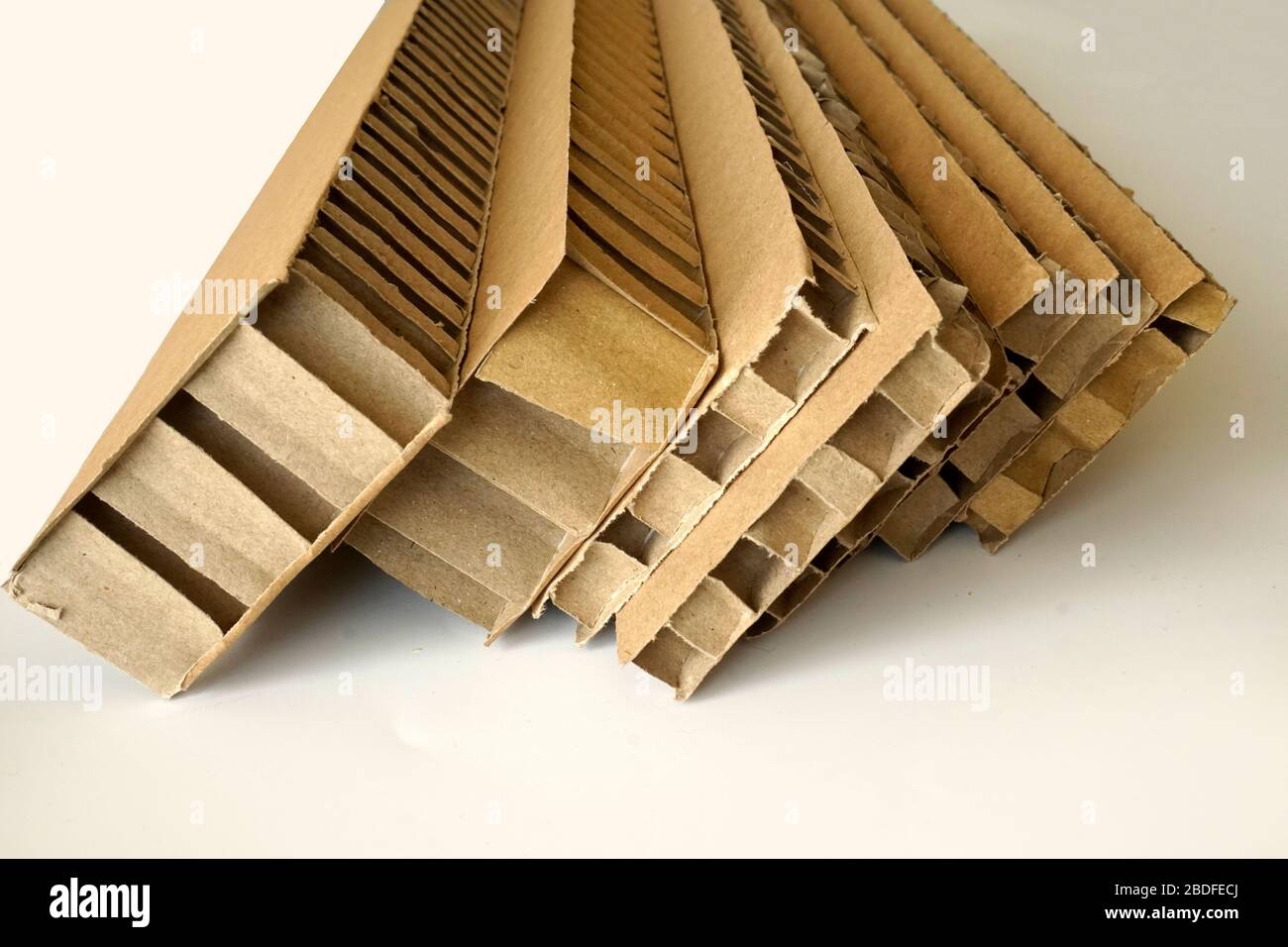 Sheets of brown corrugated cardboard used for filling in fragile