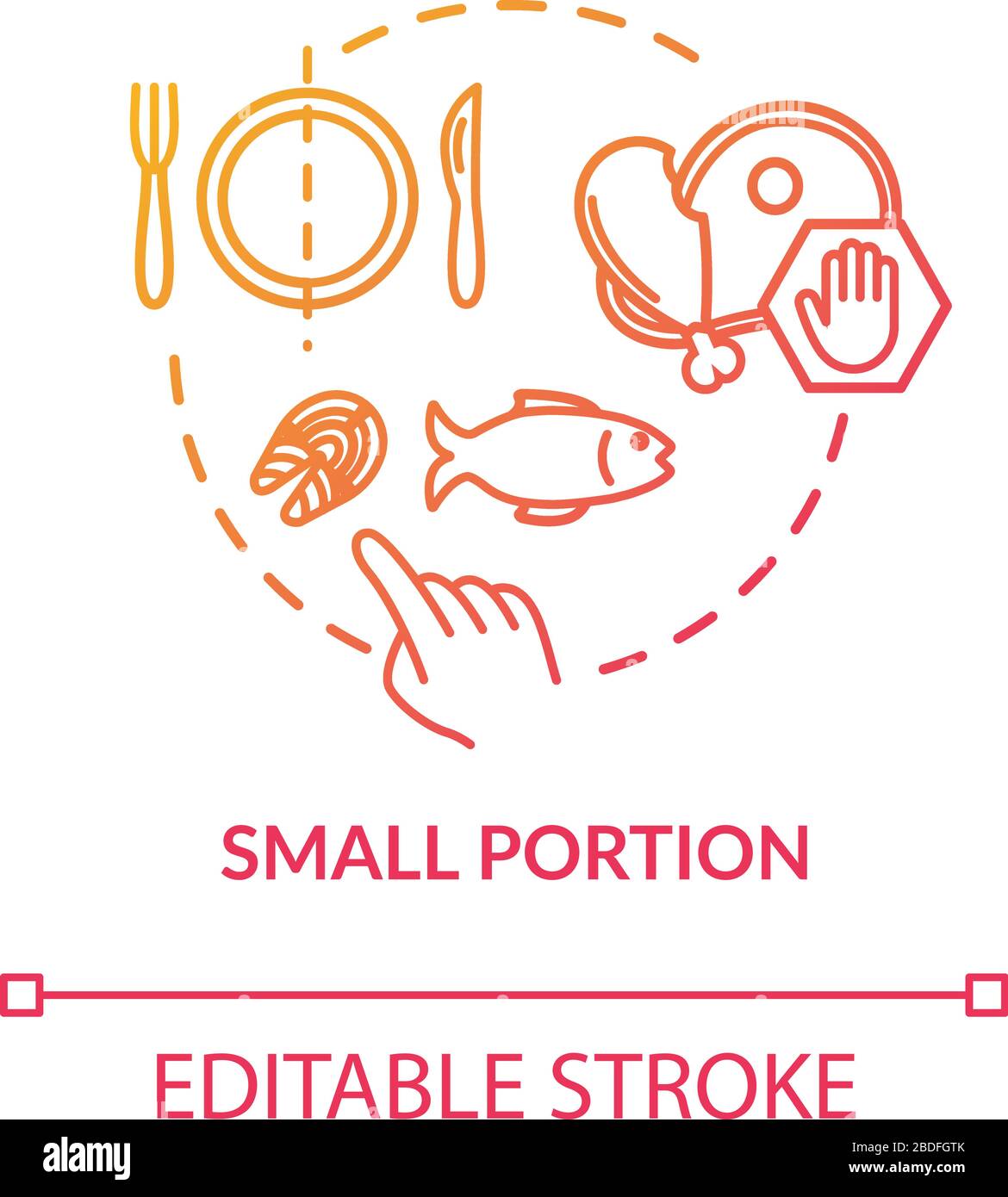 Small portion concept icon. Mindful eating, conscious nutrition idea ...