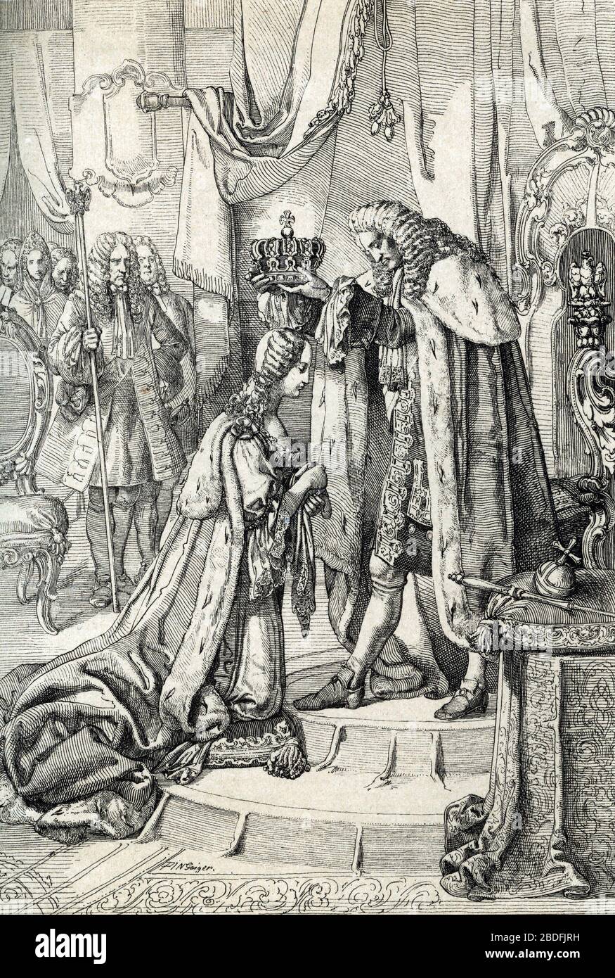 'Le couronnement de Frederic Ier de Prusse (1657-1713) en 1701' (Coronation of Frederick I of Prussia, 1701) Dessin a la plume tires de 'Historische M Stock Photo