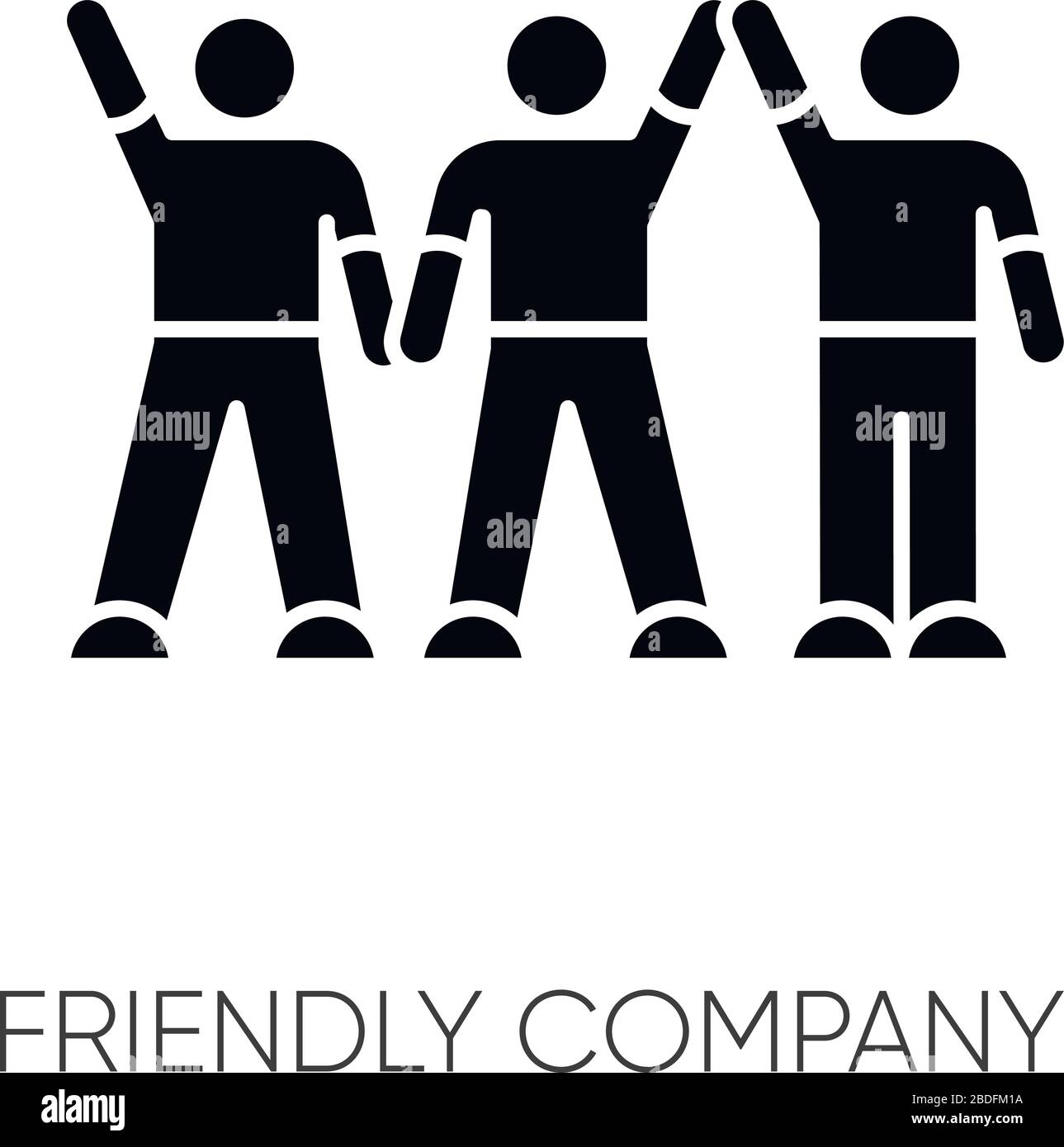 Friendly company black glyph icon. Friendship, social communication, fellowship silhouette symbol on white space. Best friends group spend time Stock Vector
