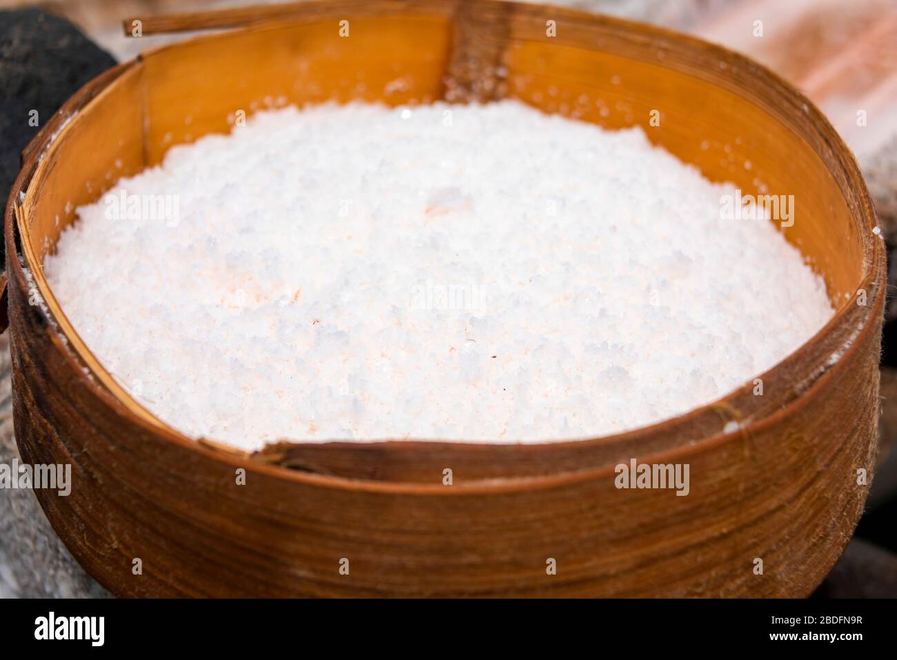 Horizontal close up of a traditional seasalt in Bali, Indonesia. Stock Photo