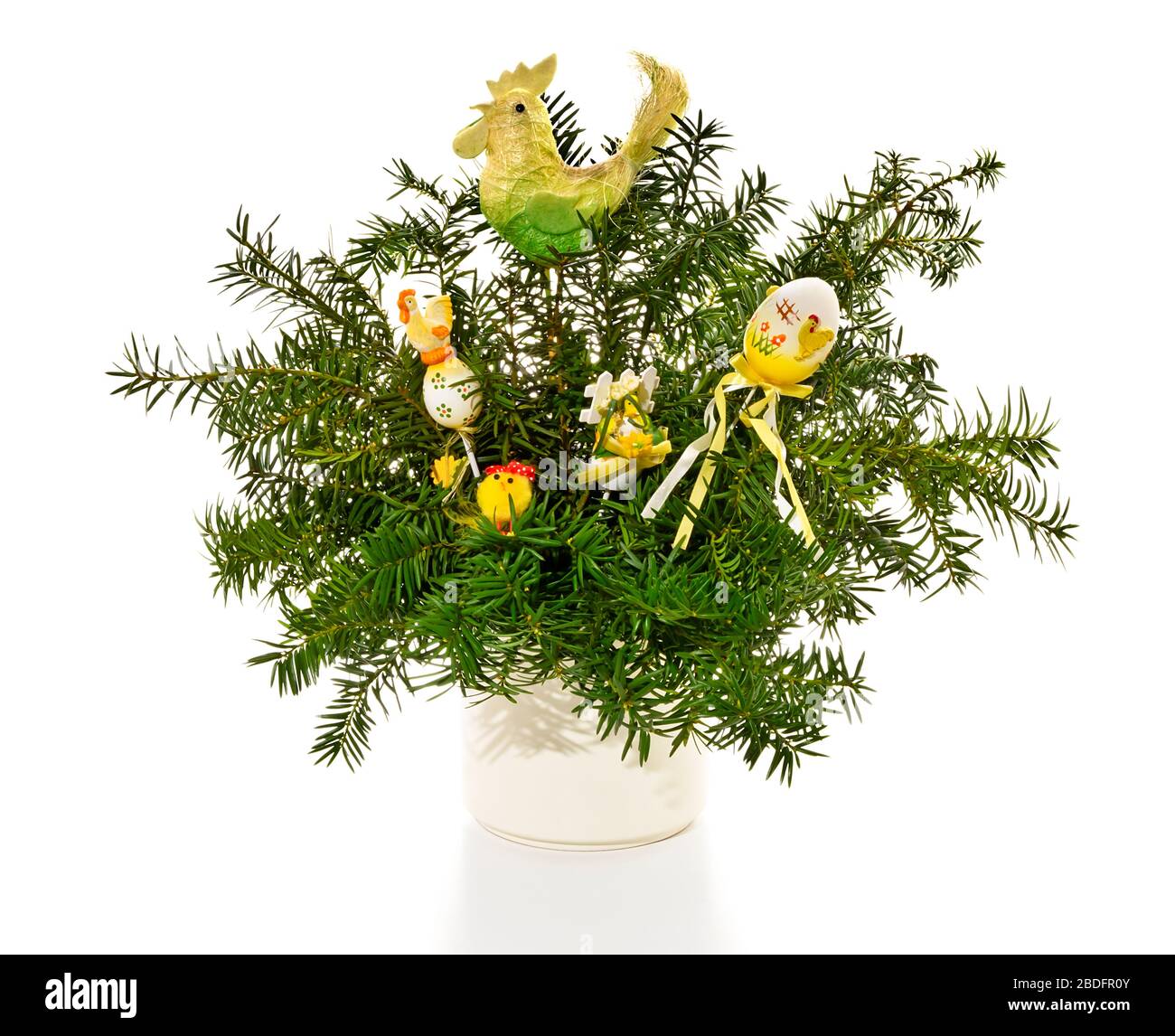 aster decoration with Easter eggs and yew branches Stock Photo
