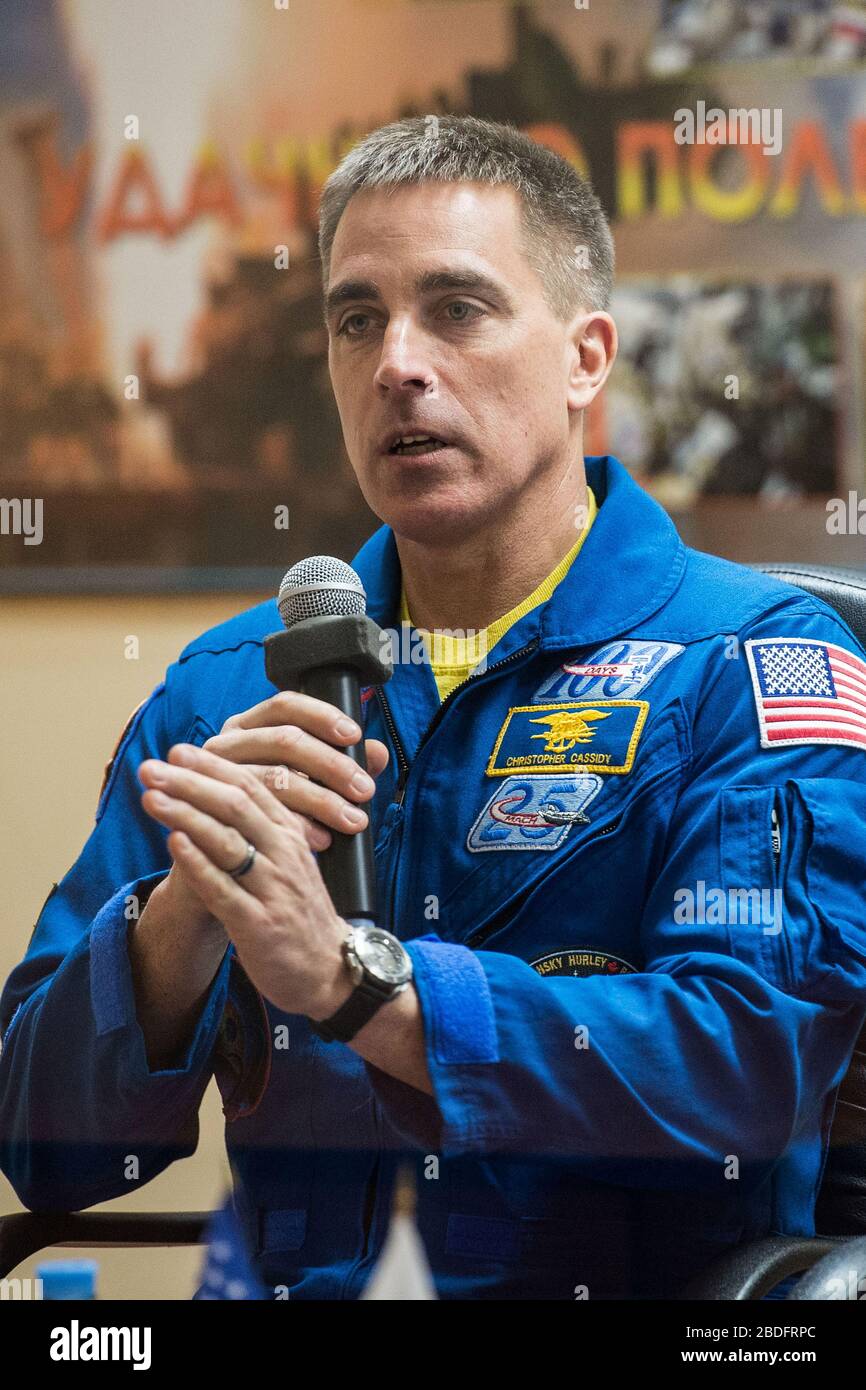 nasa astronaut and expedition 63 commander chris... BAIKONUR, KAZAKHSTAN - 08 April 2020 - At the Cosmonaut Hotel crew ...
