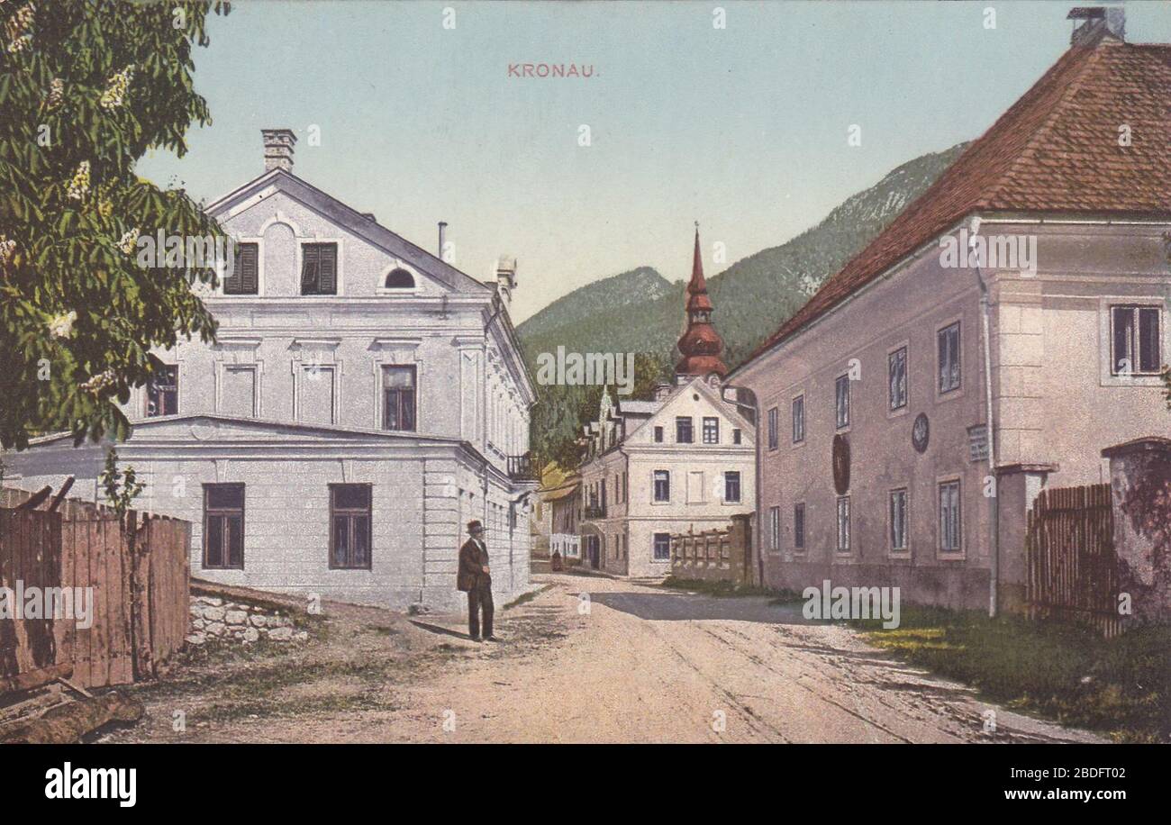 'English: Postcard of Kranjska Gora.; 1913; http://www.ebay.de/itm/RAR-farbige-AK-KRONAU-Oberkrain-Kranjska-Gora-1913-/371806217997; Unknown author; ' Stock Photo