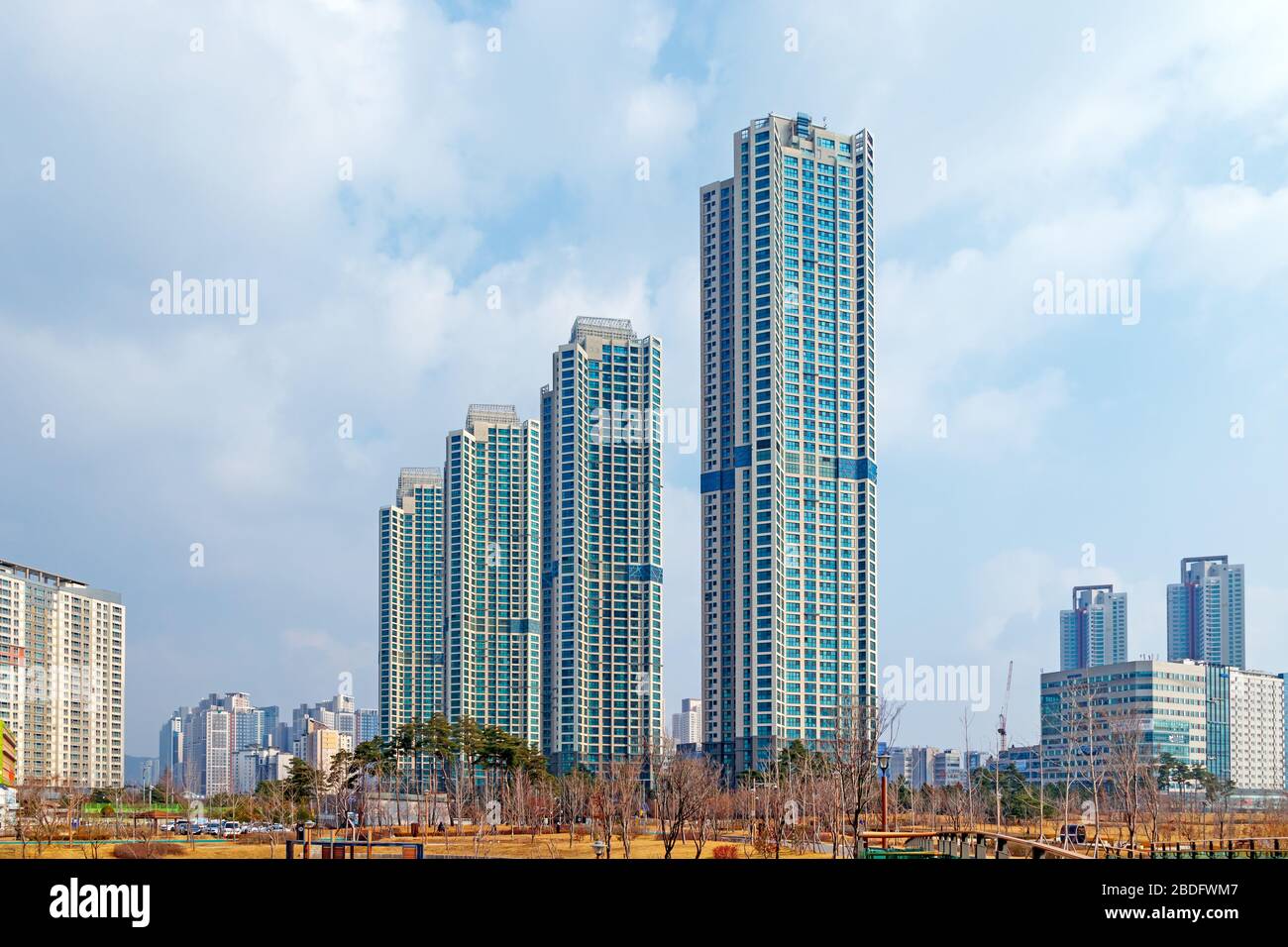 Incheon Cheongna International Cityscape. Apartment complex landscape. Korea Residential Complex. Stock Photo
