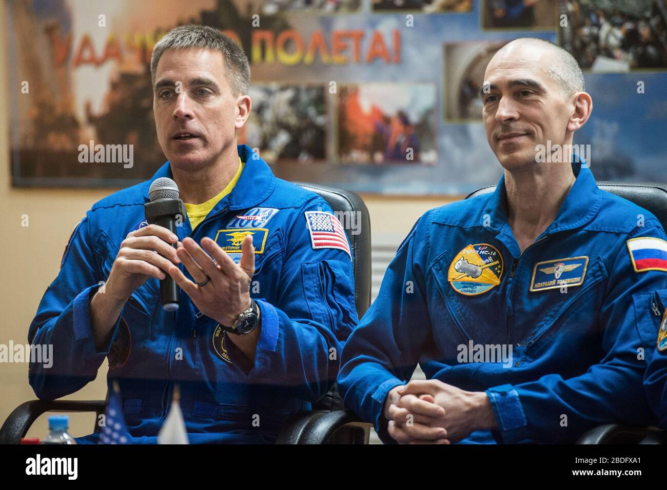 nasa astronaut and expedition 63 commander chris... BAIKONUR, KAZAKHSTAN - 08 April 2020 - At the Cosmonaut Hotel crew ...