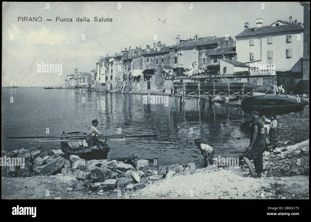 'English: Postcard of Piran.; 1908; http://data.onb.ac.at/AKON/AK061 369; Unknown author; ' Stock Photo