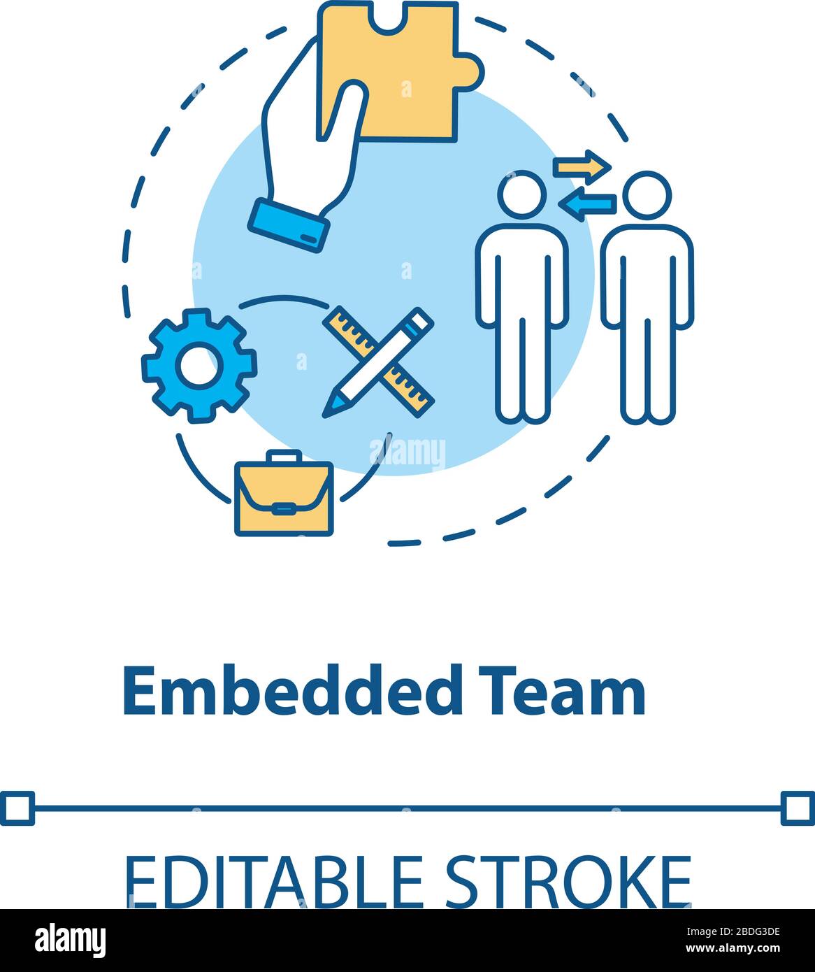 Embedded team concept icon. UX roles involving idea thin line ...