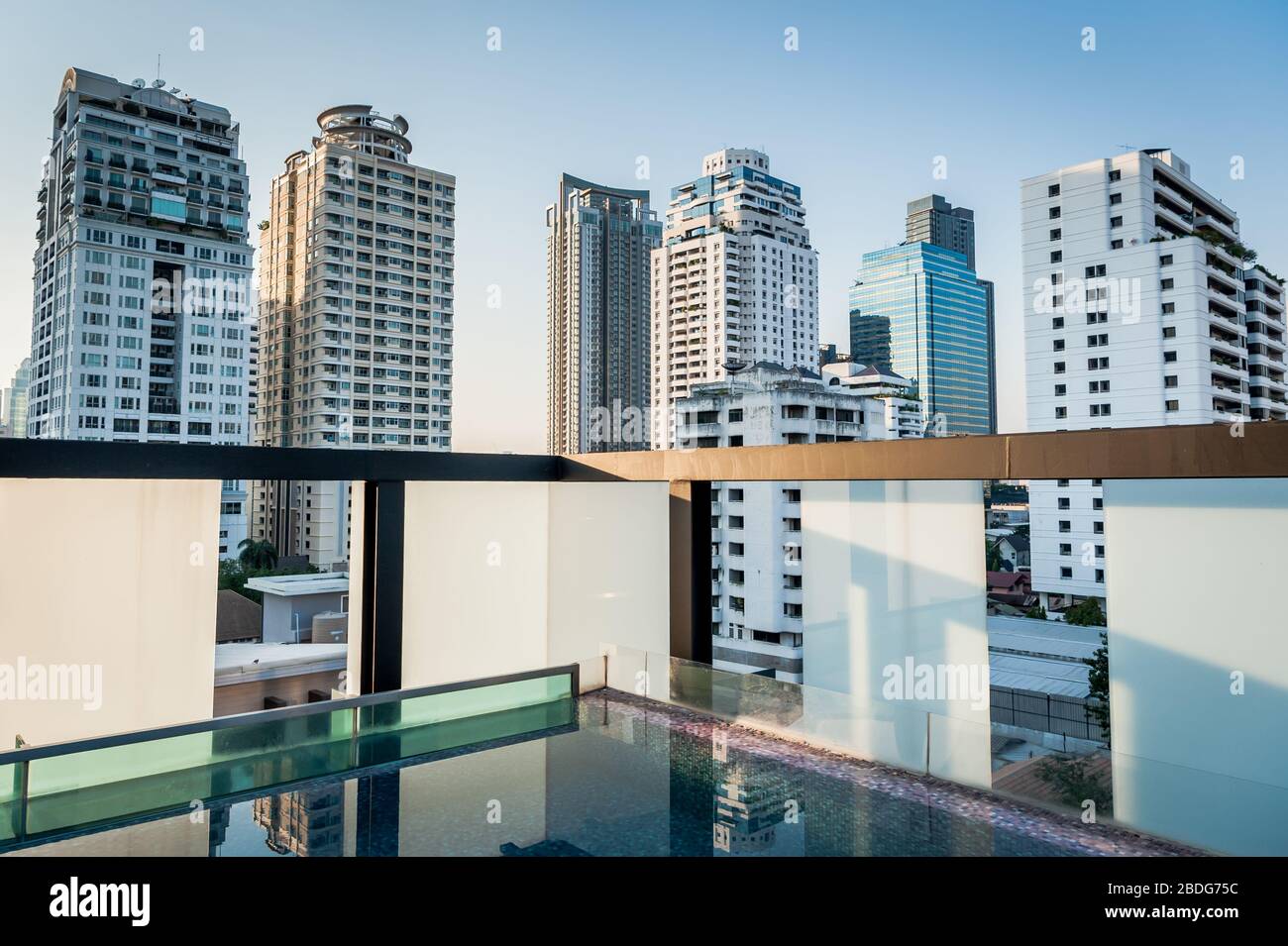 A stunning cityscape shot from the pool side of The Aspira Hiptique Hotel  Sukhumvit Soi 13 Bangkok Thailand Stock Photo - Alamy