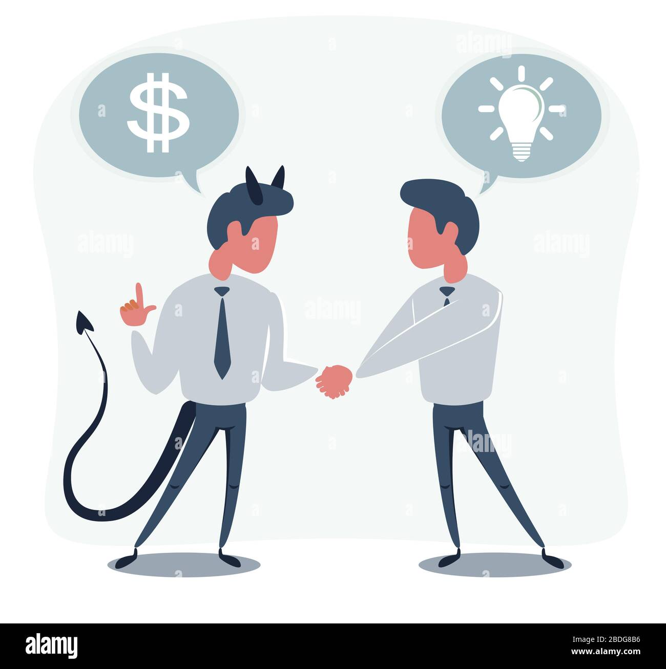 The Deal. Two business mans shaking hands Stock Vector