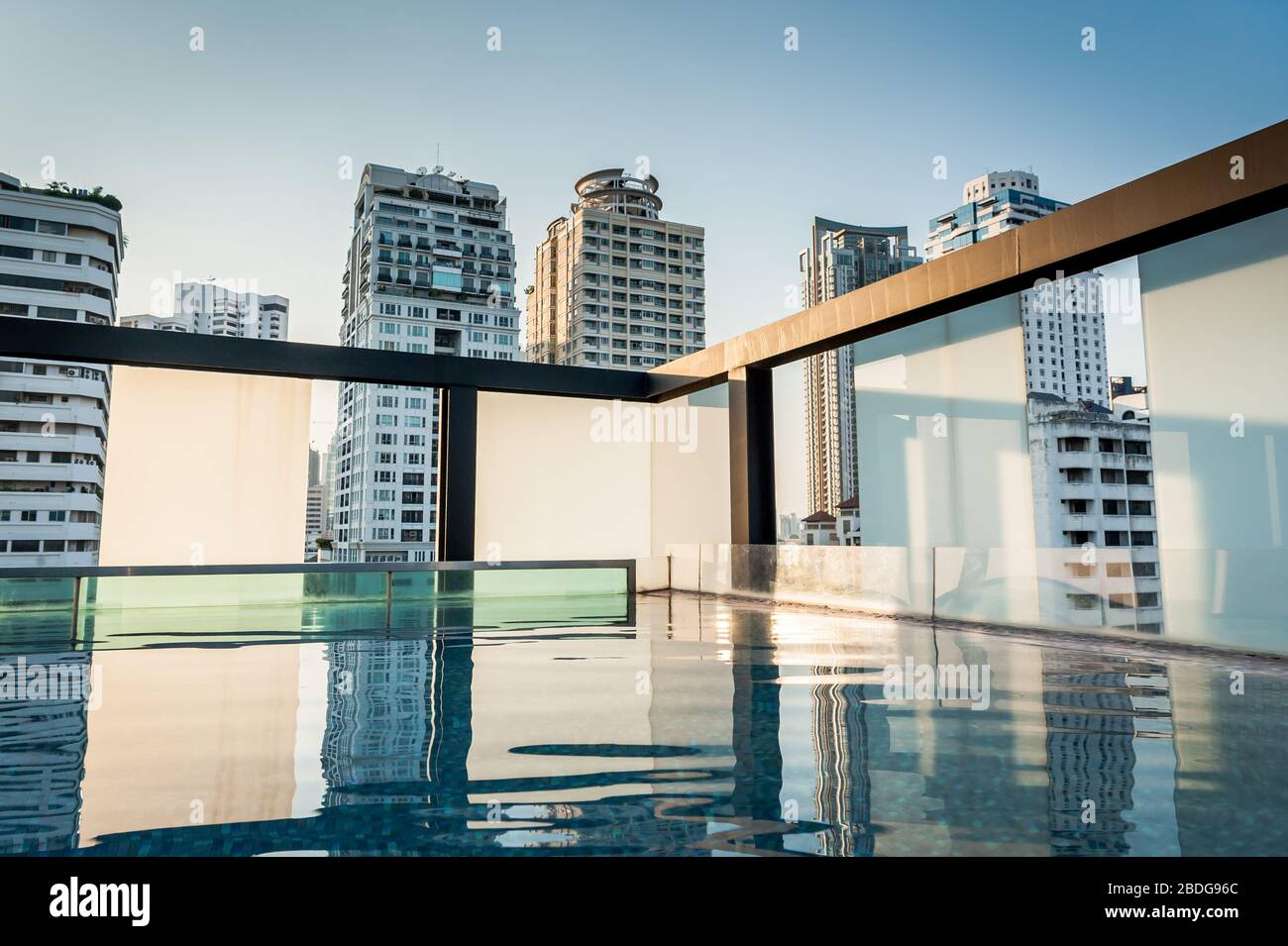 A stunning cityscape shot from the pool side of The Aspira Hiptique Hotel Sukhumvit  Soi 13 Bangkok Thailand Stock Photo - Alamy