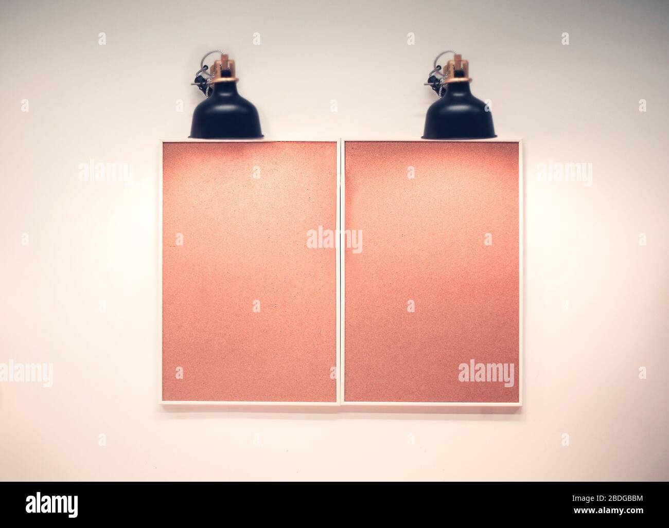 Framed cork notice boards with copy space for paper notes and stickers