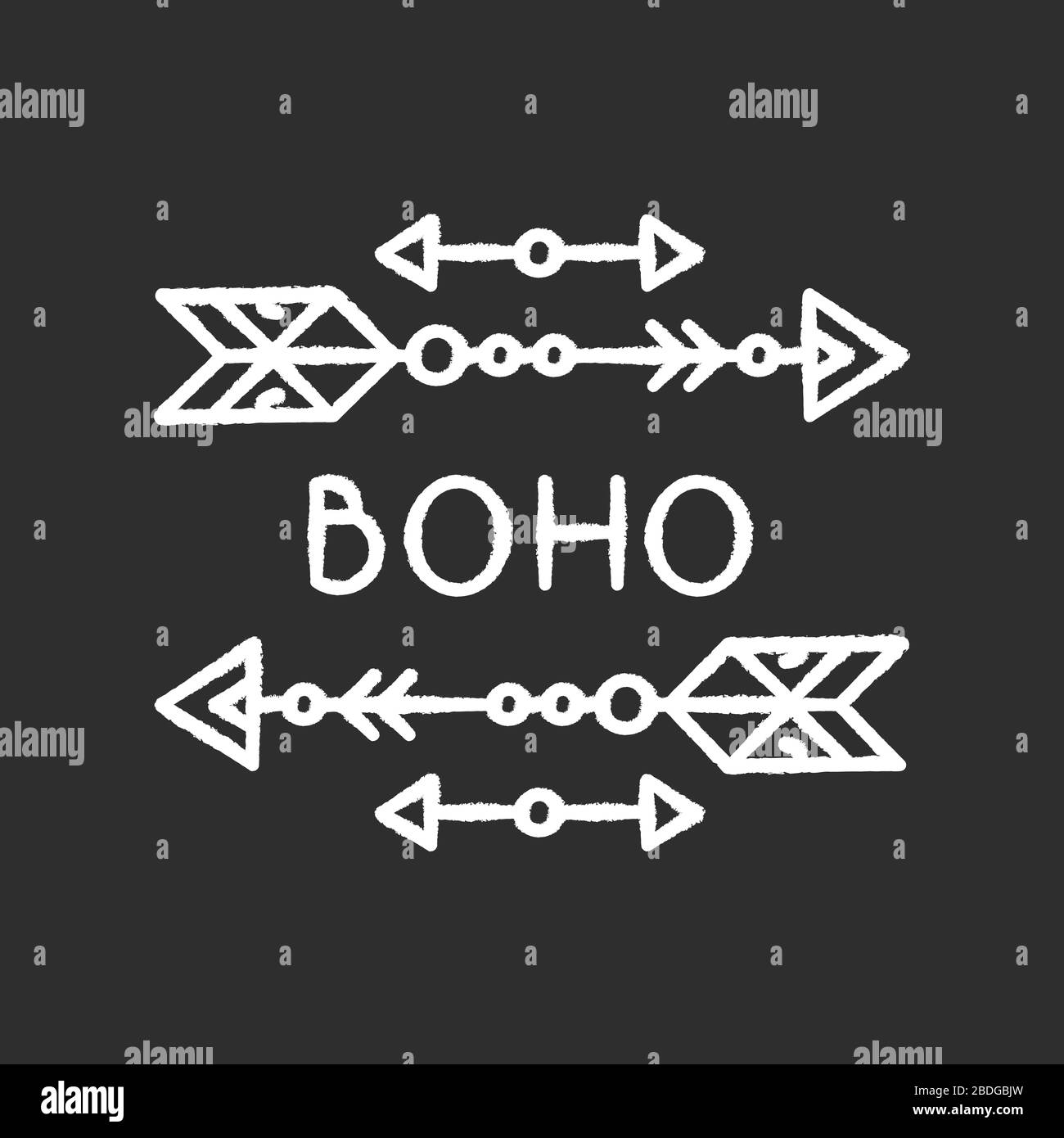 Boho Aesthetic Arrows Chalk White Icon On Black Background Bohemian And Hippie Style Accessory Ethnic Home Decoration Wild And Free Spirit Symbol Stock Vector Image Art Alamy
