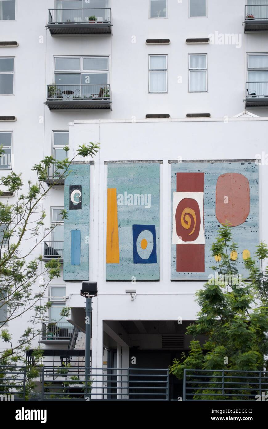 White Modernist John Piper Mural Piper Building, Peterborough Road