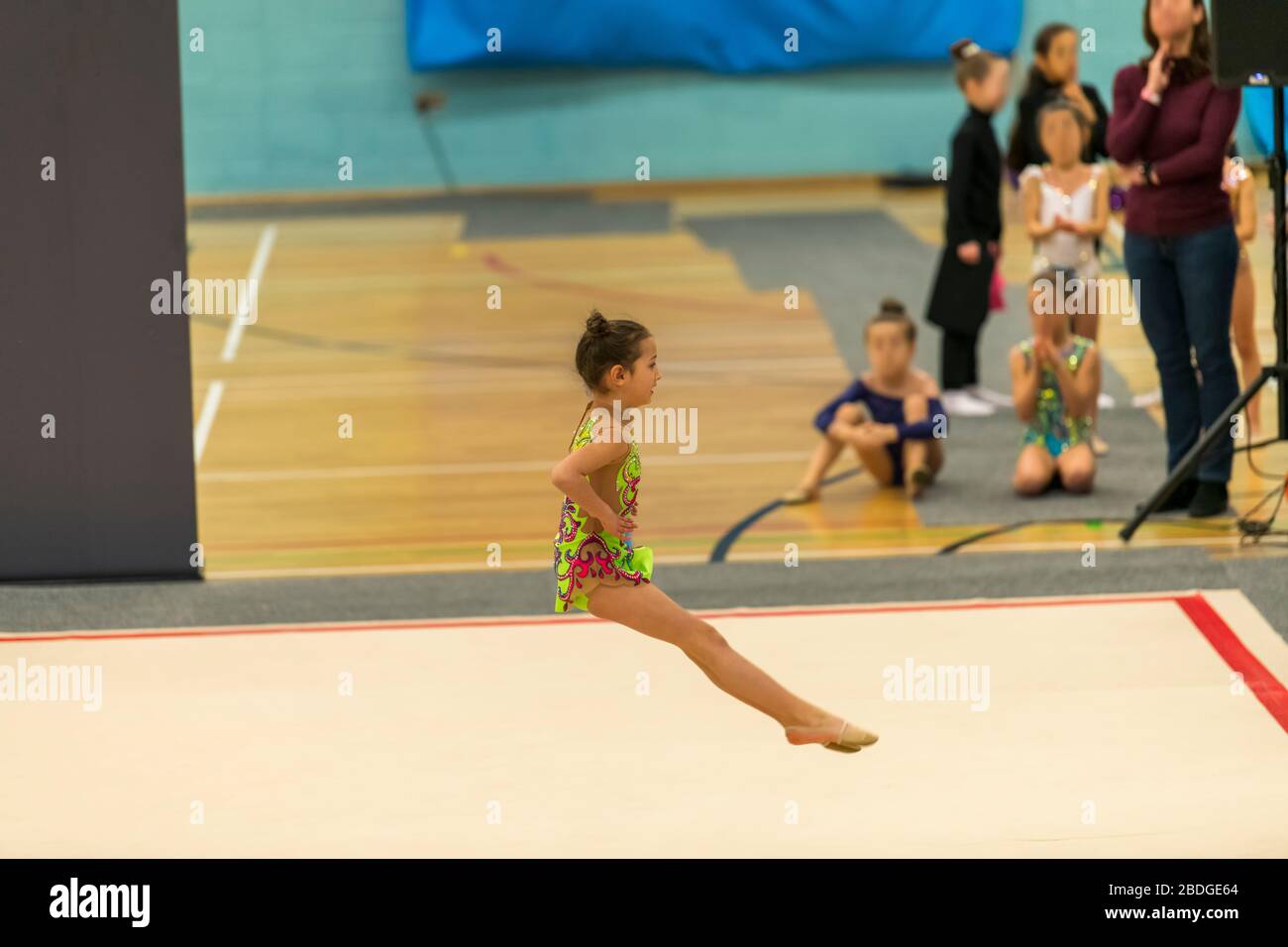 Portrait of a young gymnast. Portrait of a 7 years old girl in rhythmic