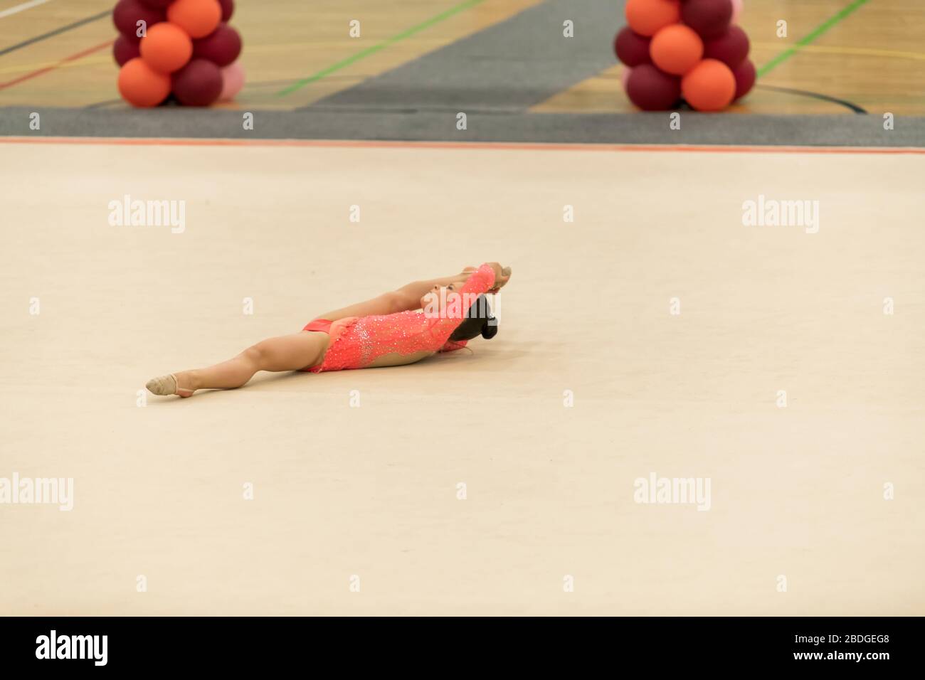 Portrait of a young gymnast. Portrait of a 7 years old girl in rhythmic