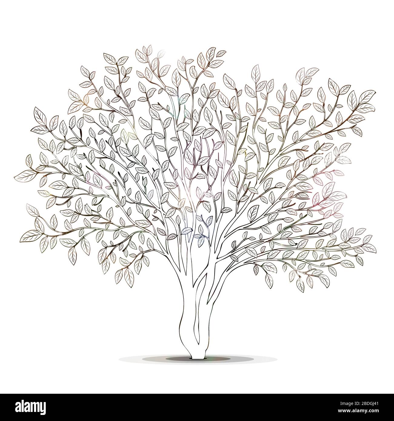Download Tree With Leaves Silhouette Vector Illustration For Coloring Book Stock Vector Image Art Alamy