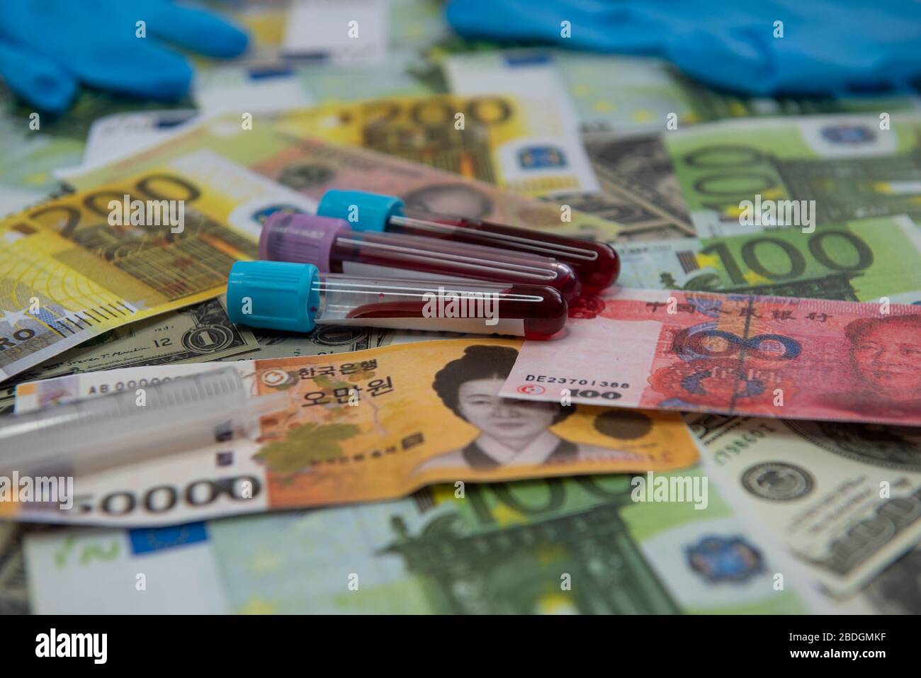 The economic situation of the world and the disease covid-19. Stock Photo